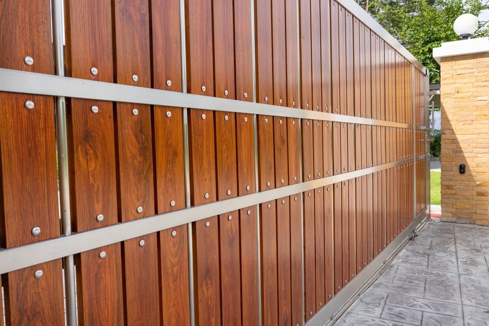 large wooden driveway gates